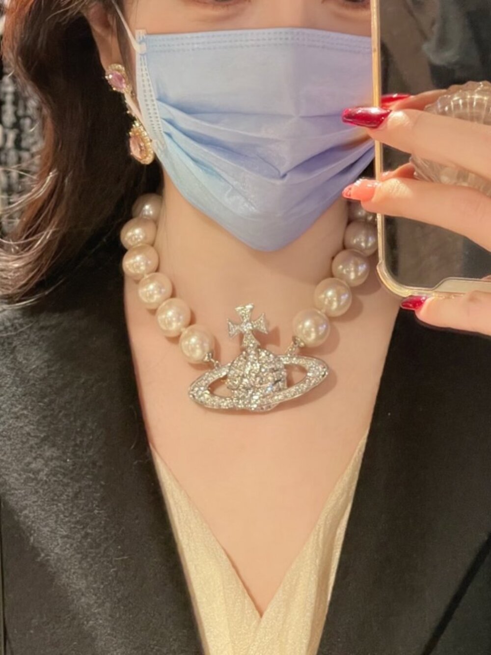VIVIENNE WESTWOOD PEARL ORB CHOKER SILVER NECKLACE - FULL SET BOX POUCH OS
